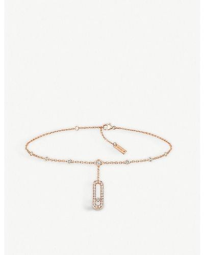 Messika Move Uno 18ct Rose-gold And 0.35ct Round-cut Diamond Anklet - Metallic