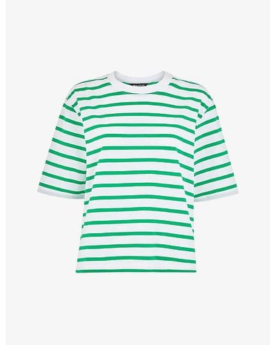 Whistles Stripe-pattern Short-sleeve Cotton T-shirt - Green