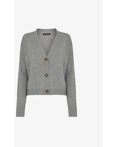 Whistles Long-sleeved Cashmere Cardigan - Grey