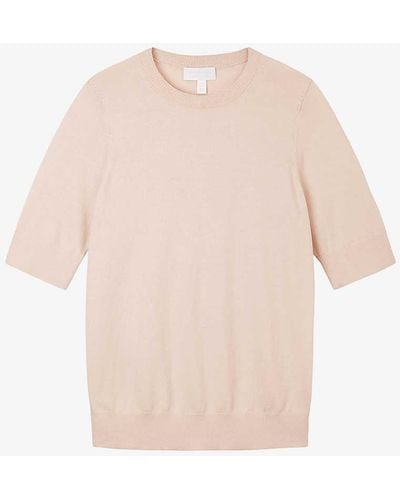 The White Company Slim-fit Knitted Recycled Cotton-blend T-shirt X - Pink