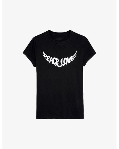 Zadig & Voltaire Walk Peace And Love Slogan-print Cotton T-shirt - Black