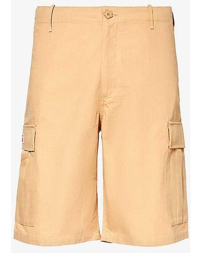 KENZO Cargo-pocket Regular-fit Cotton Shorts - Natural