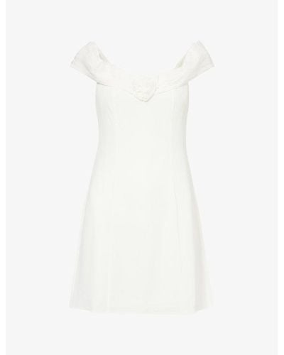 RIXO London Lorella Floral-embellished Woven Mini Dress - White
