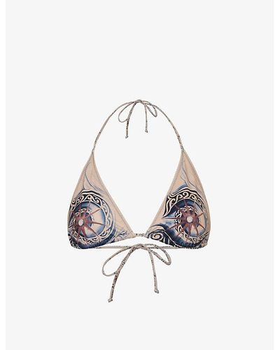 Jean Paul Gaultier Soleil Printed Bikini Top - White