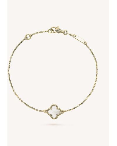 Van Cleef & Arpels Sweet Alhambra Gold And Mother-of-pearl Bracelet - Natural