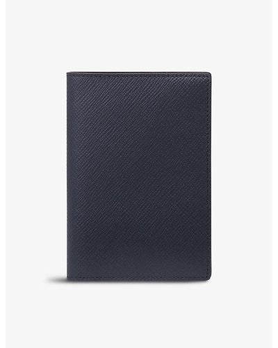Smythson Panama 2022 Grained-leather Passport Cover - Blue