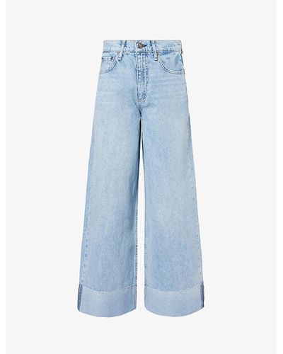 Rag & Bone Sofie Cropped Wide-leg Mid-rise Denim Jeans - Blue