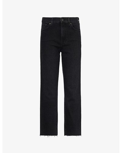 7 For All Mankind Logan Stovepipe Straight-leg Mid-rise Stretch-denim Jeans - Black