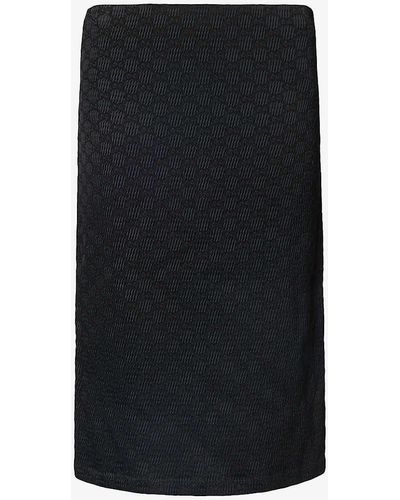 Gucci Monogram-pattern Slim-fit Stretch-woven Midi Skirt - Black