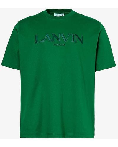 Lanvin Paris Brand-embroidered Cotton-jersey T-shirt - Green