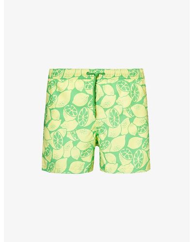 Björn Borg Lemon-print Recycled-polyester Swim Shorts Xx - Green