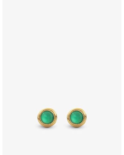 Monica Vinader Siren Mini Gem Recycled 18ct Yellow-gold Plated Vermeil Sterling-silver And Onyx Stud Earrings - Green