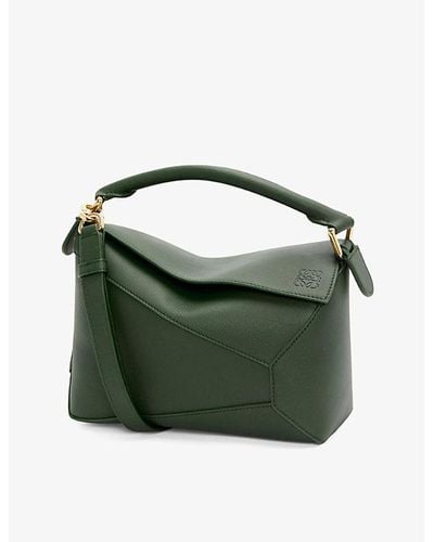 Loewe Puzzle Small Leather Cross-body Bag - Green
