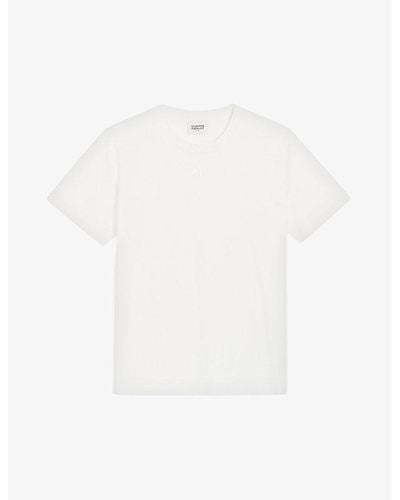 Claudie Pierlot Teecha Embroidered-logo Short-sleeve Cotton T-shirt - White