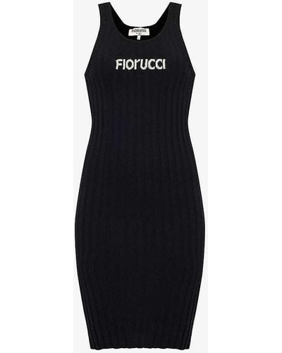 Fiorucci Angolo Brand-print Wool Midi Dress - Blue