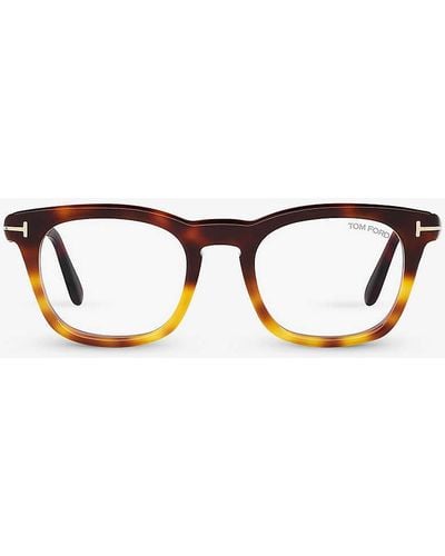 Tom Ford Ft5870 Rectangle-frame Tortoiseshell Acetate Optical Glasses - Multicolour
