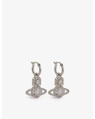 Vivienne Westwood Norabelle Brass And Cubic Zirconia Hoop Earrings - White