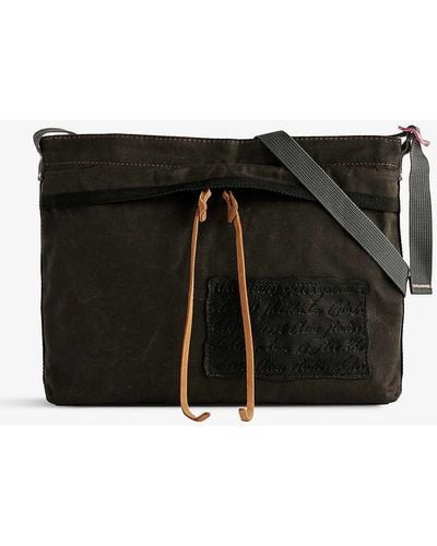 Acne Studios Contrast-patch Cotton Cross-body Bag - Black