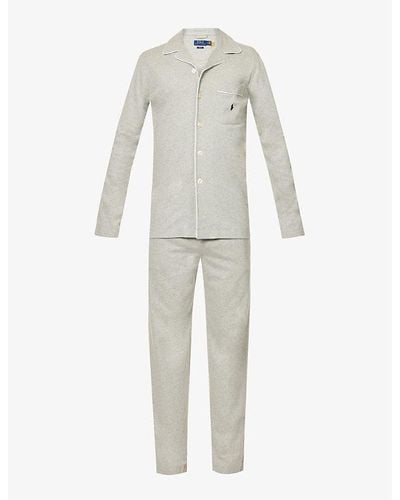 Polo Ralph Lauren Slim-fit Camp-collar Cotton-jersey Pyjama Set - White