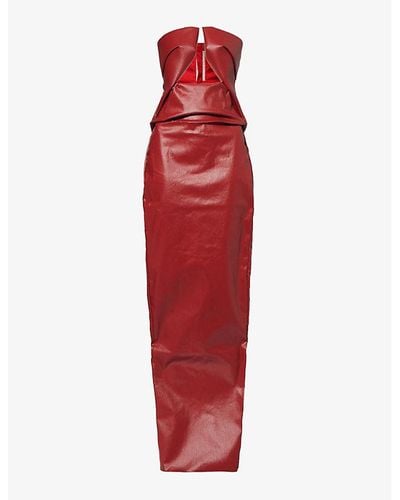 Rick Owens Cardil Red Prong Cut-out Cotton-blend Maxi Dress