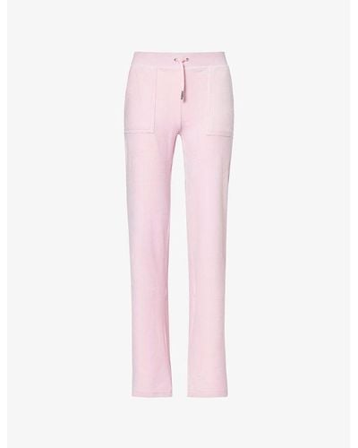 Juicy Couture Del Ray Straight-leg Mid-rise Velour Trouser - Pink