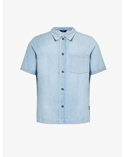 7 For All Mankind Short-sleeved Patch-pocket Shirt X - Blue