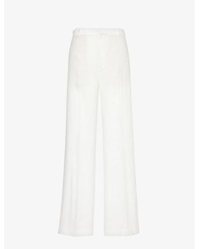 Polo Ralph Lauren Pressed-crease Wide-leg High-rise Linen Pants - White