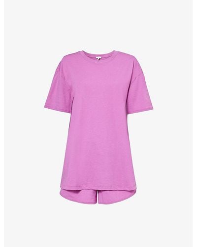 Skin Courtney & Christine Organic Cotton-jersey Pajama Set - Purple