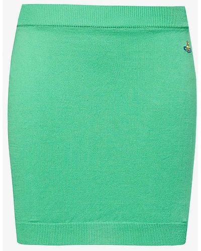 Vivienne Westwood Bea Logo-embroidered Cotton-knit Mini Skirt - Green