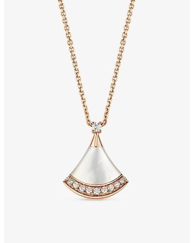 BVLGARI Divas Dream 18ct Rose-gold, 0.13ct Brilliant-cut Diamond And Mother-of-pearl Pendant Necklace - White