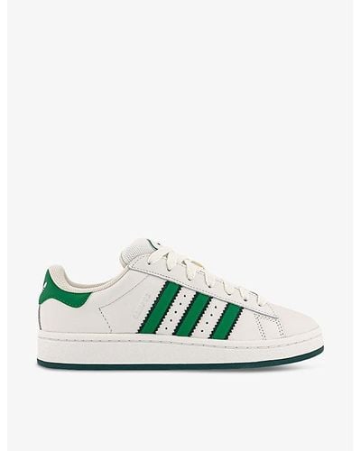 adidas Campus 00s Brand-stripe Low-top Leather Sneakers - Green