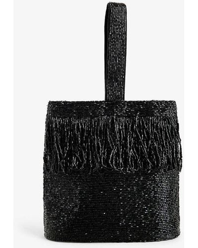 RIXO London Zenni Bead-embellished Silk Top-handle Bag - Black