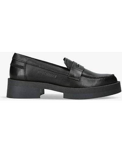 Steve Madden Marina Logo-debossed Leather Loafers - Black