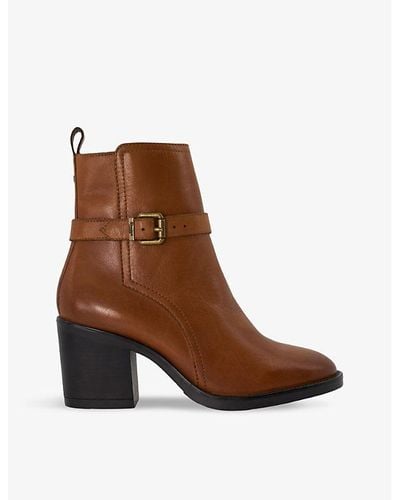Dune Prance Buckle-embellished Leather Ankle Boots - Brown