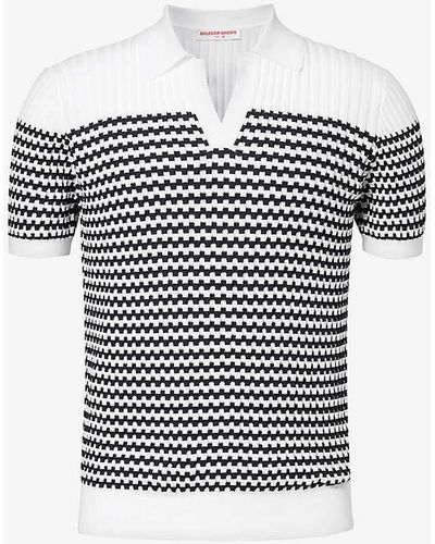 Orlebar Brown Canet Stripe Cotton-knitted Polo Shirt - White