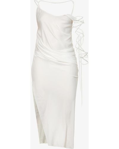 DI PETSA Undressing Semi-sheer Recycled-polyester Blend Midi Dress - White