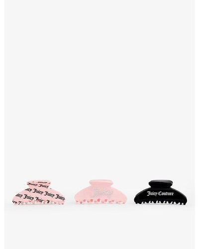 Juicy Couture Brand-print Pack Of Three Acetate Hair Clips - Pink