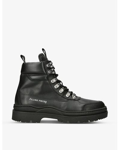 Filling Pieces Mountain Lace-up Leather Ankle Boots - Black