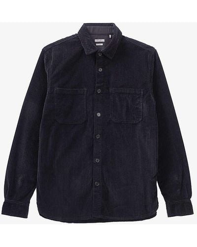 IKKS Regular-fit Patch-pocket Corduroy Overshirt - Blue