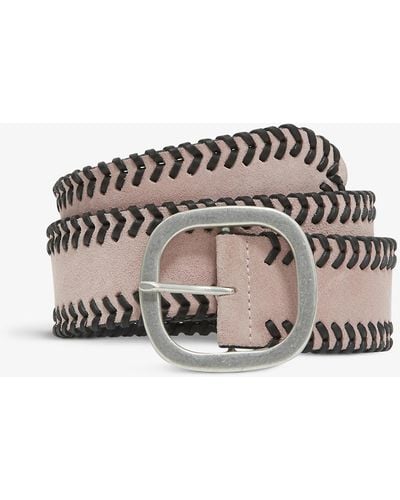 The Kooples Braided Trim Leather Belt - Multicolour