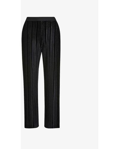 Whistles Sarai Pleated Wide-leg High-rise Velvet Trousers - Black