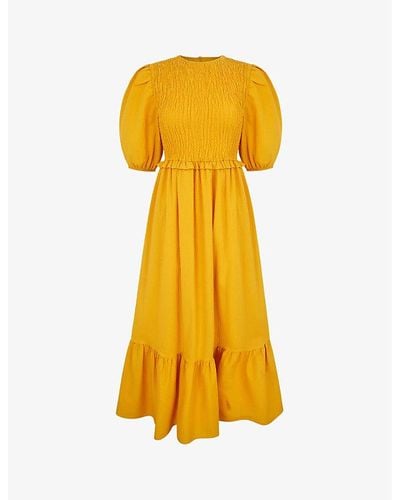 ALIGNE Guadalupe Tiered Organic-cotton Midi Dress - Yellow