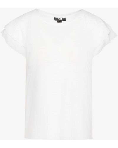 PAIGE Linnea Flutter-sleeves Cotton-blend Top - White