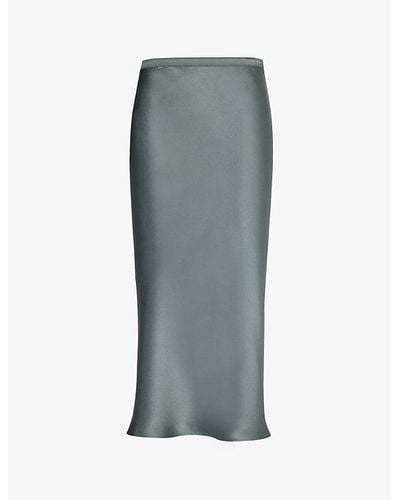 Anine Bing Bar High-rise Silk Midi Skirt - Gray
