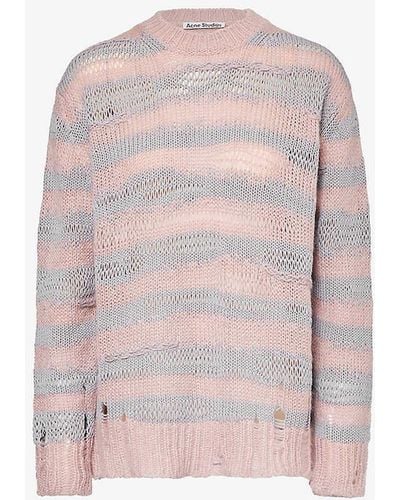 Acne Studios Karita Distressed Knitted Jumper - Pink