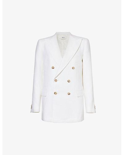 Bally V-neck Double-breasted Regular-fit Linen Jacket - White