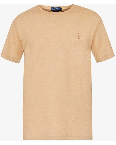Polo Ralph Lauren Logo-embroidered Short-sleeve Cotton-jersey T-shirt X - Natural