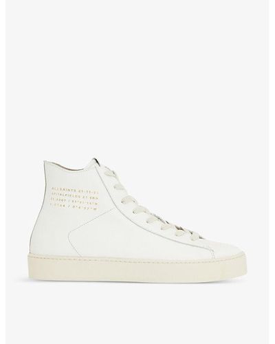 AllSaints Tana Logo-print Leather High-top Sneakers - White