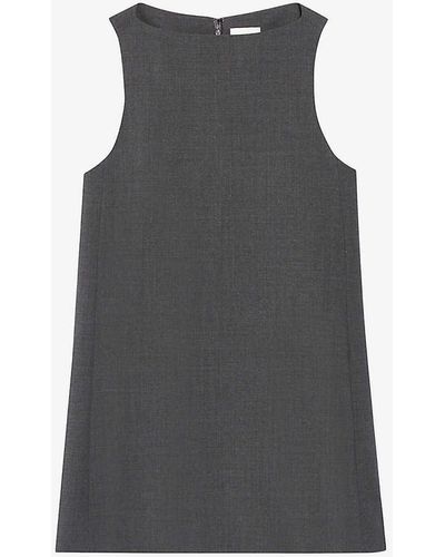 Claudie Pierlot Flecked-weave Wool-blend Mini Dress - Grey