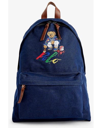 Polo Ralph Lauren Newport Vy Polo Bear Cotton-canvas Backpack - Blue